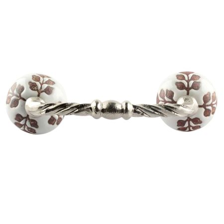 Brown Leaf Cut Flower Etched Ceramic Cut Bridge Handle Online